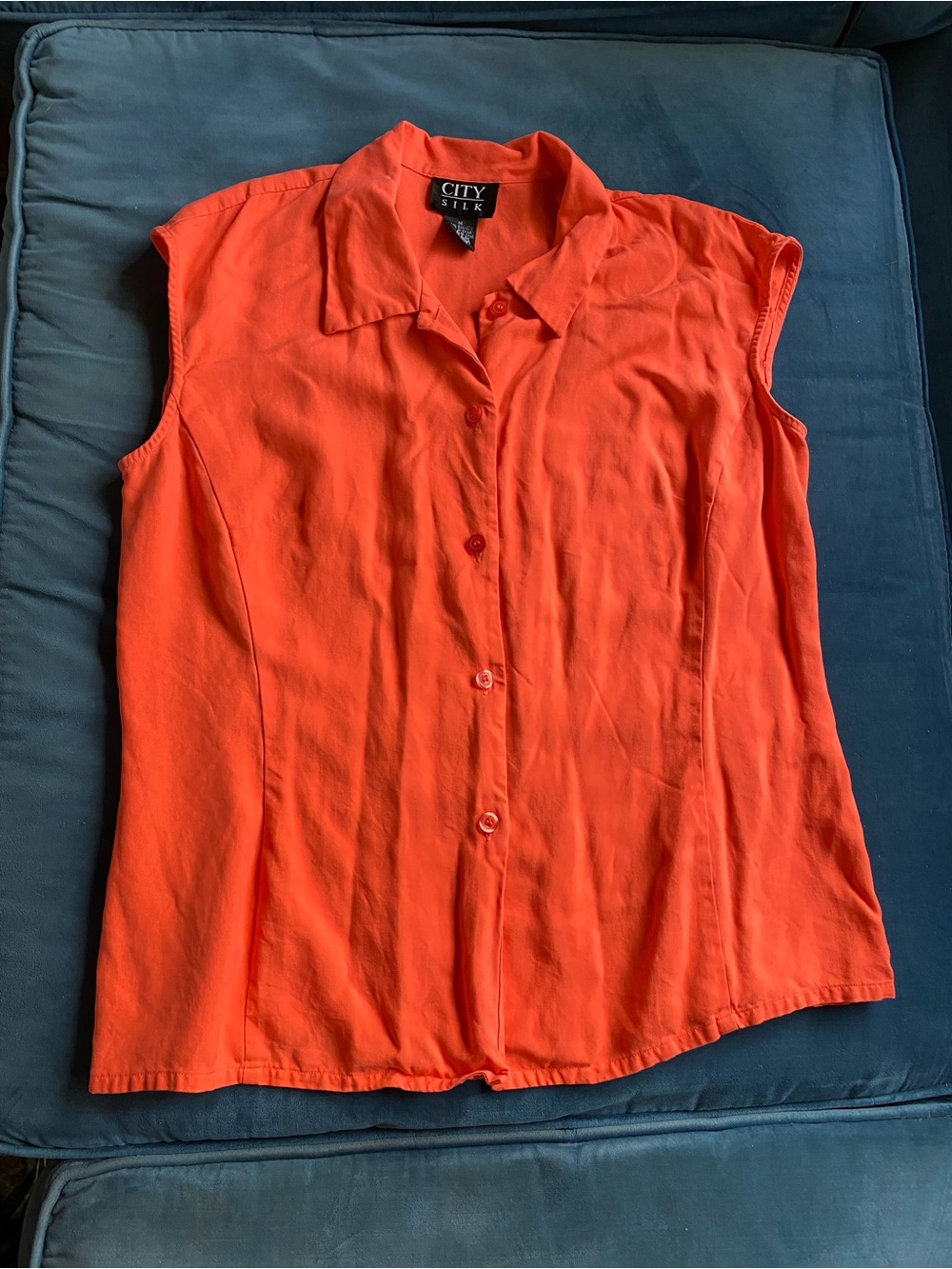 City Silk 100% silk sleeveless button up size 14 Women’s